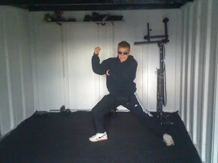 Mark Brown practising karate in his new dojo